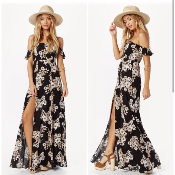 FLYNN SKYE • Bardot Maxi • Black Magic Floral • Small • - Picture 1 of 6